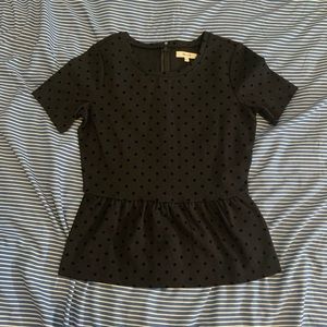Madewell Black on black Polka dot Peplum Blouse